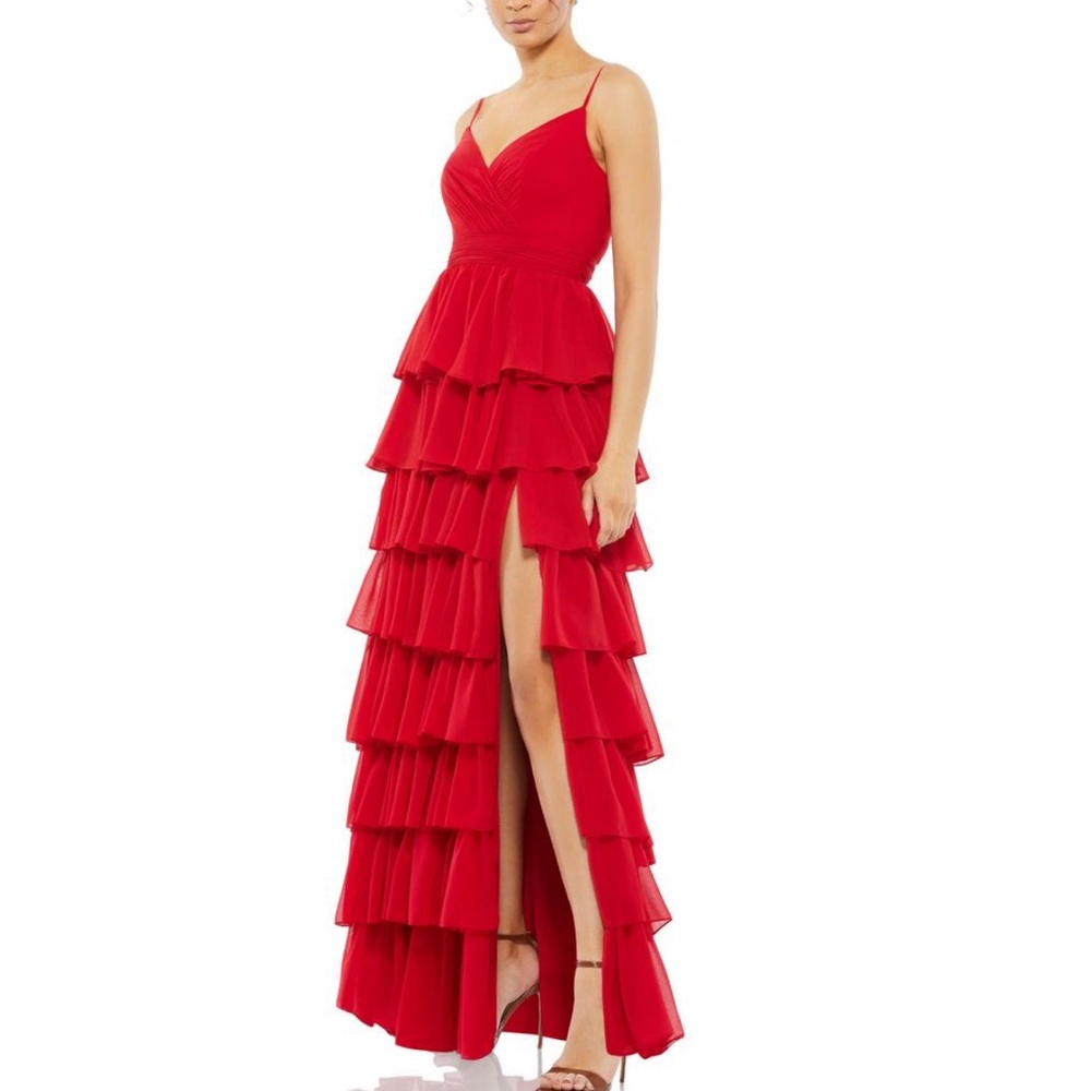IEENA for Mac Duggal Red Ruffle Gown, NWT, Size 6 - $125